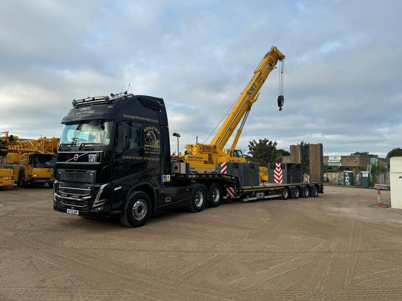 Crane equipment loaded for low-loader transport