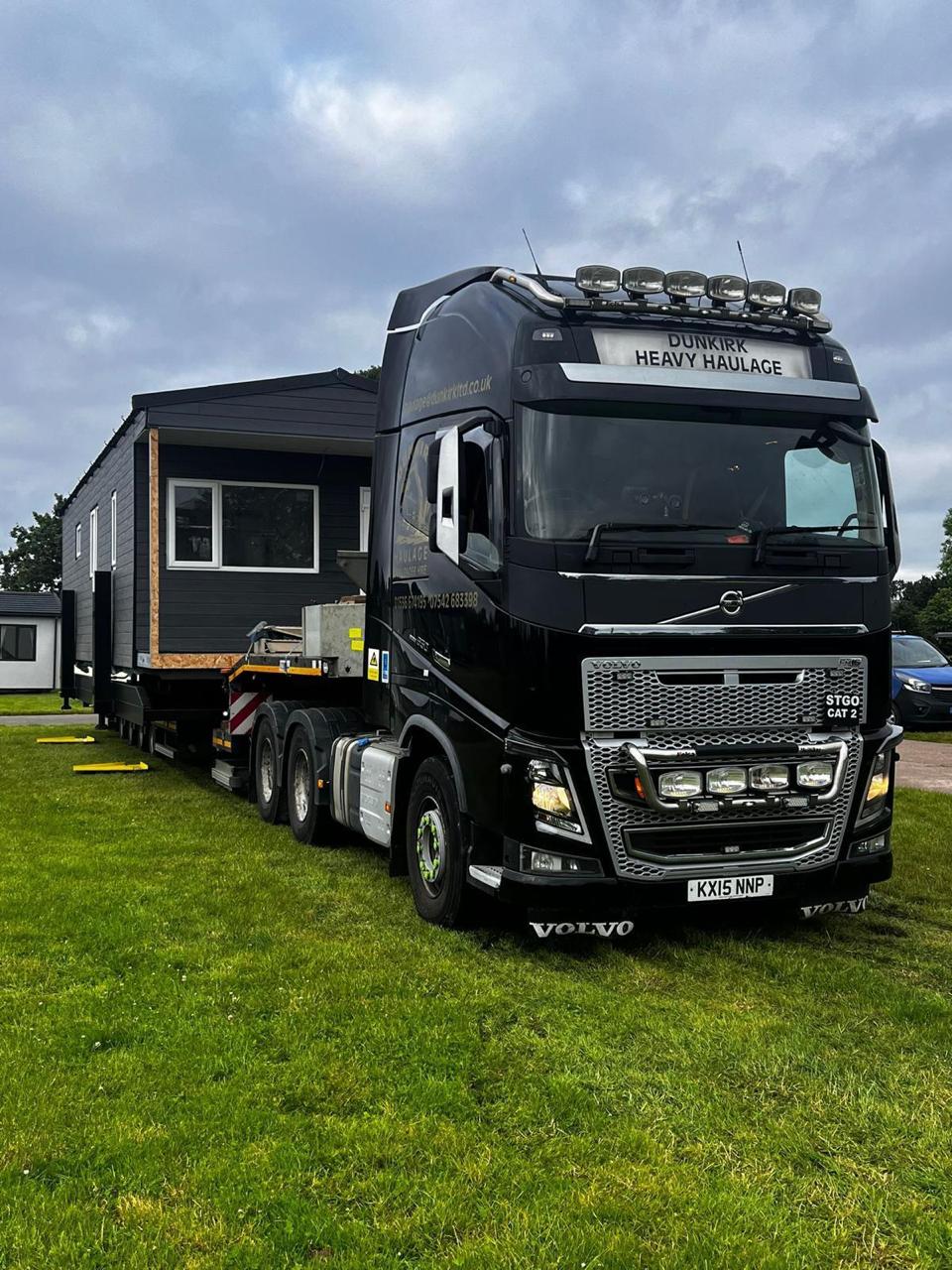 Dunkirk Volvo heavy haulage transporting a modular building/site accommodation unit